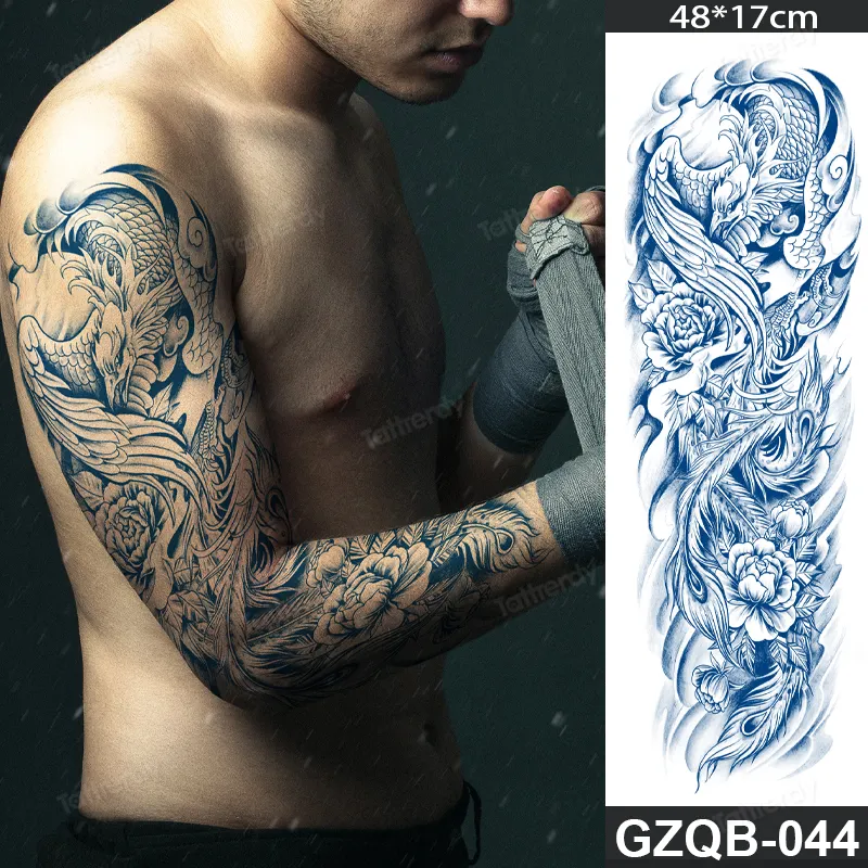 Sdrawing transfer tattoo fake large size full arm tattoo sleeve juice ink long lasting waterproof temporary tattoos men body art