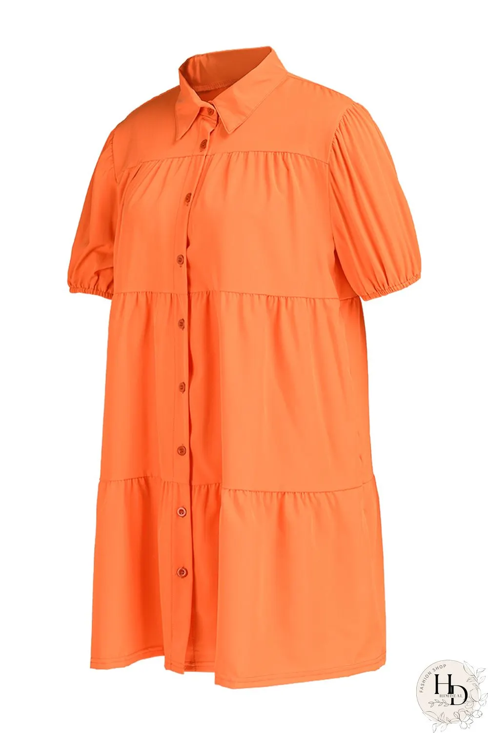 Black Fashion Casual Solid Basic Turndown Collar Short Sleeve Dress