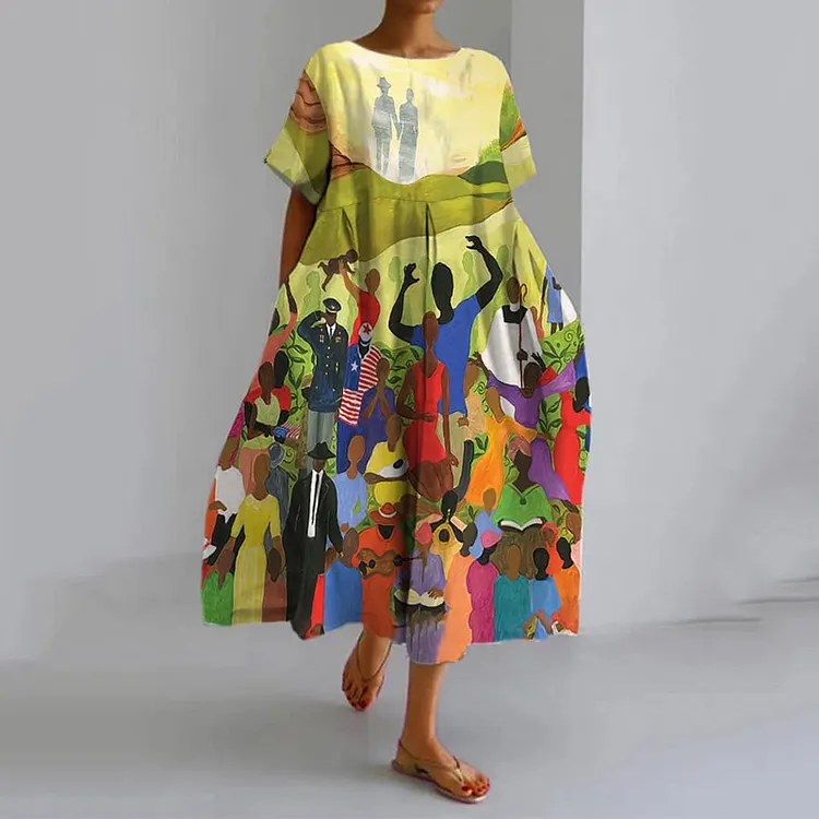 Women&lsquo;s Juneteenth Cheer Independence And Freedom Print Midi Dress