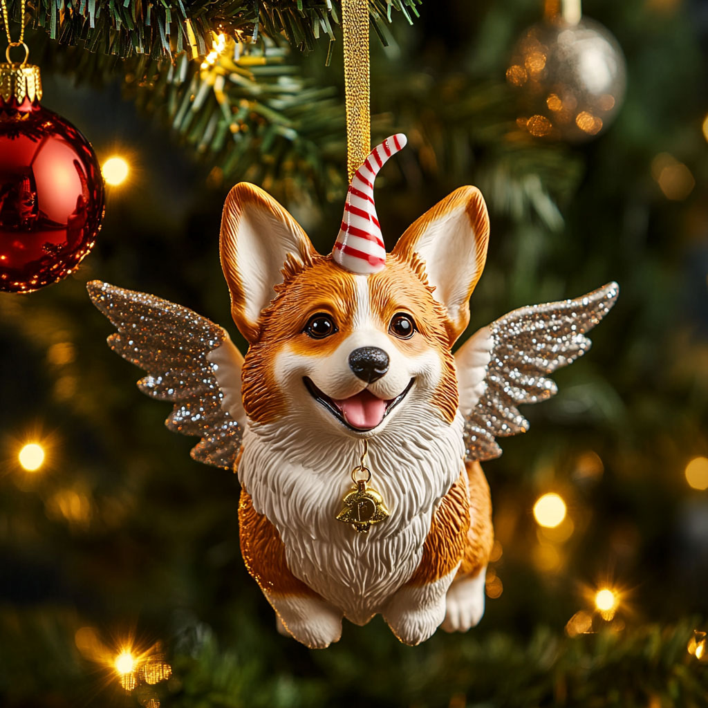 Peppermint Corgi WN1610098CL Personalized Christmas Ornament