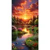 (Big Size)Landscape At Sunset - 11CT Stamped Cross Stitch - 40*70cm - Natural