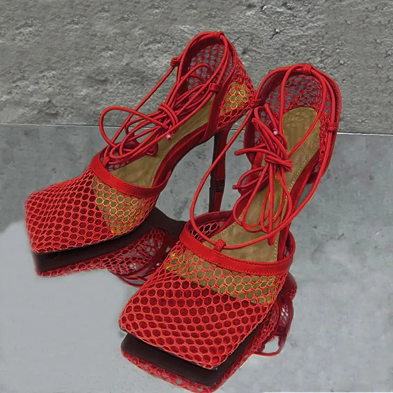 Star style Women Pumps Sexy Ankle strap Thin High heels Gladiator Pumps Sandals Fashion Square toe Spring Summer Ladies Shoes