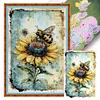 (Big Size)Bee On Sunflower - 11CT Stamped Cross Stitch - 40*60cm - Animal
