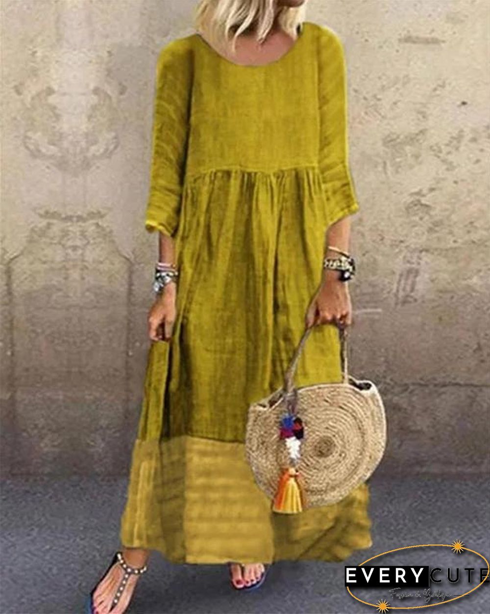 Crew Neck Women Summer Dresses Shift Beach Casual Dresses