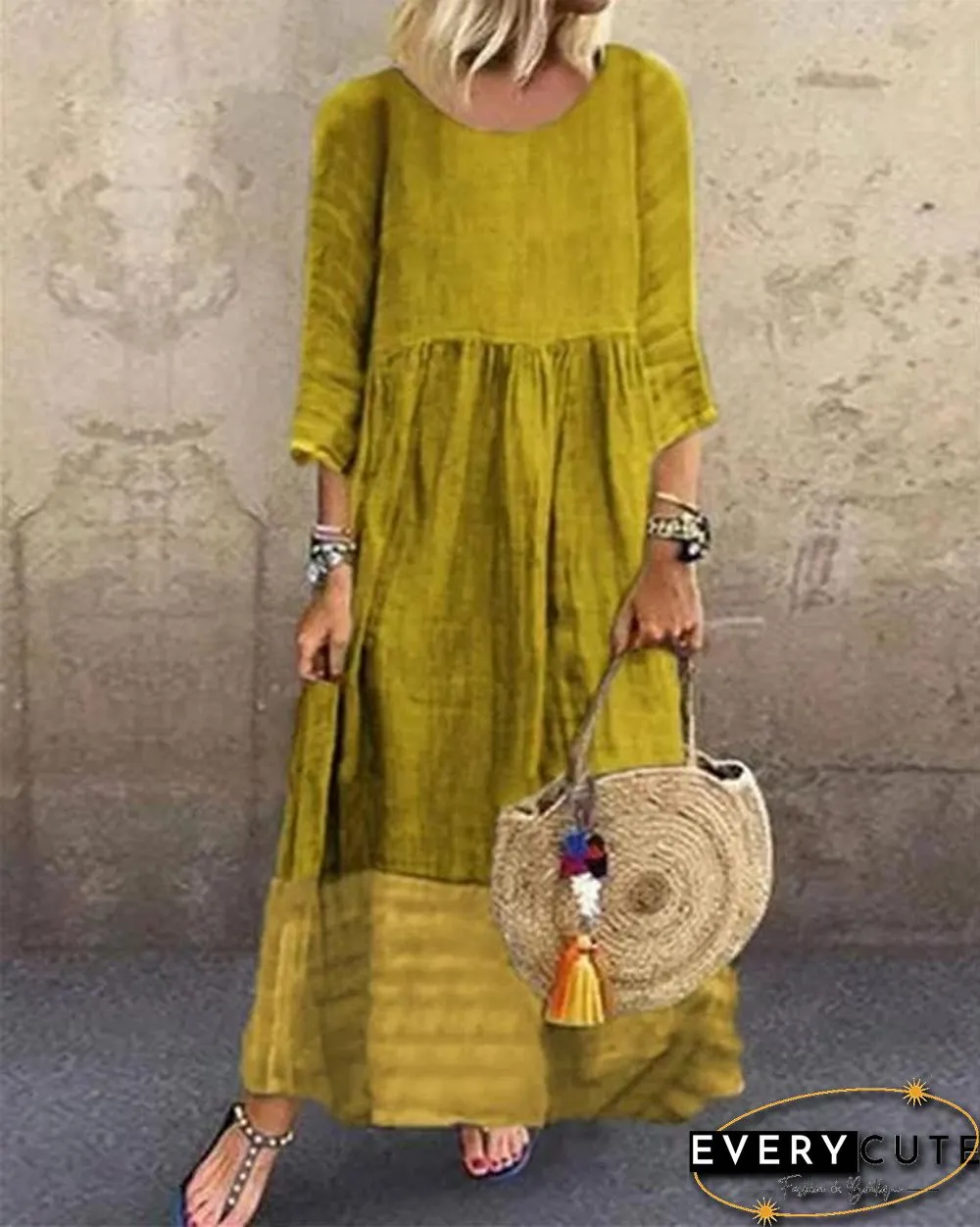 Crew Neck Women Summer Dresses Shift Beach Casual Dresses