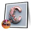 Lettre Plume C-Compl&egrave;te Rond Diamant Peinture-30X30CM