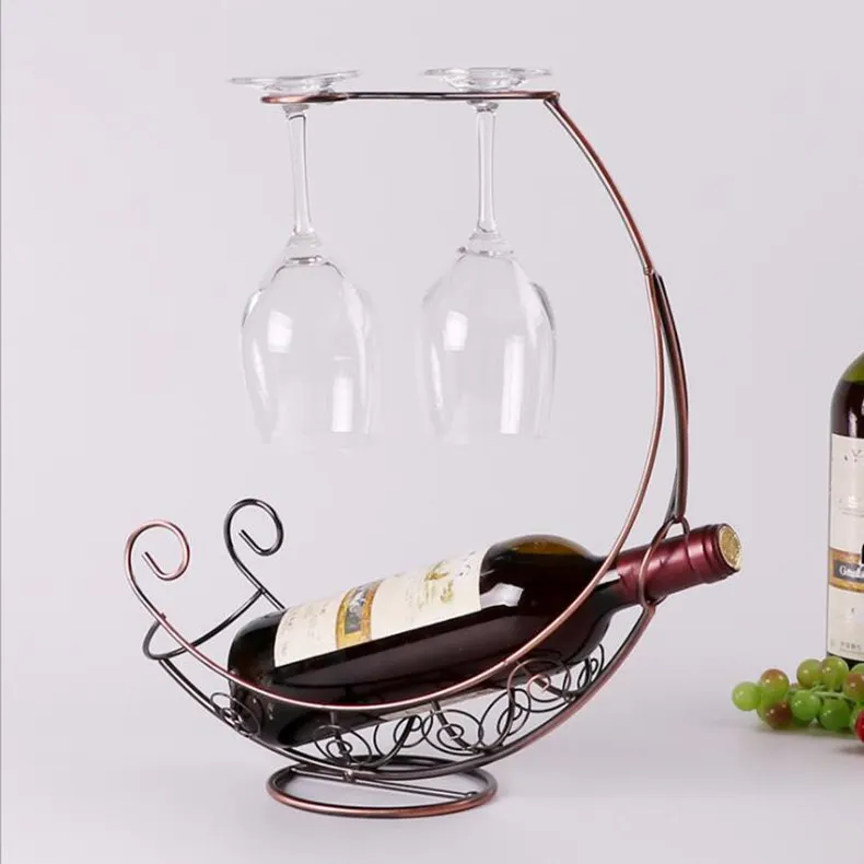 Athvotar Style Wine Cabinet Red Wine Rack Furnishings European Wine Shelf Bar KTV Iron Red Wine Display Rack