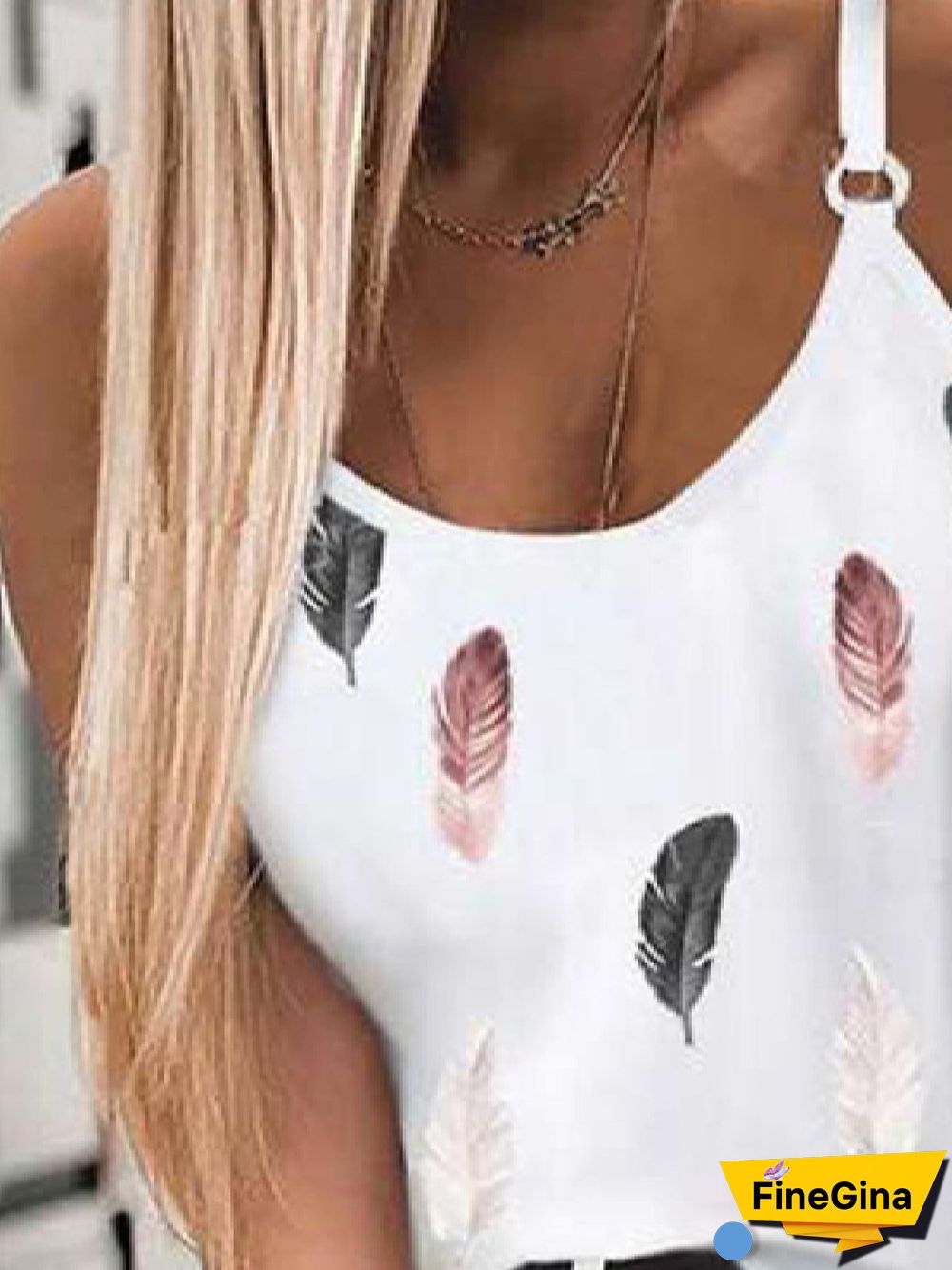 Sexy Crew Neck Sleeveless Feather Vests