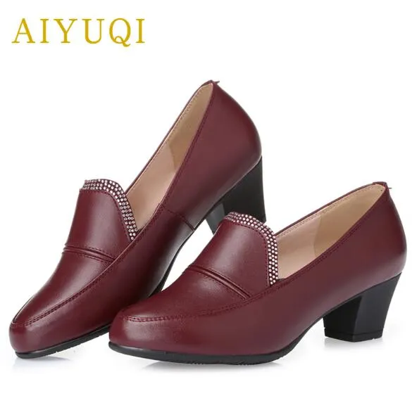 AIYUQI Spring Shoes Women Genuine Leather 2021 New Rhinestone Breathable Big Size Comfortable Light Mother Shoes Women Footwear
