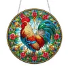 (Upgrade Size)DIY Diamond Painting Double Sided Effect Stained Glass Panel Decorative Home Garden Decoration Hanging Kit(Rooster)