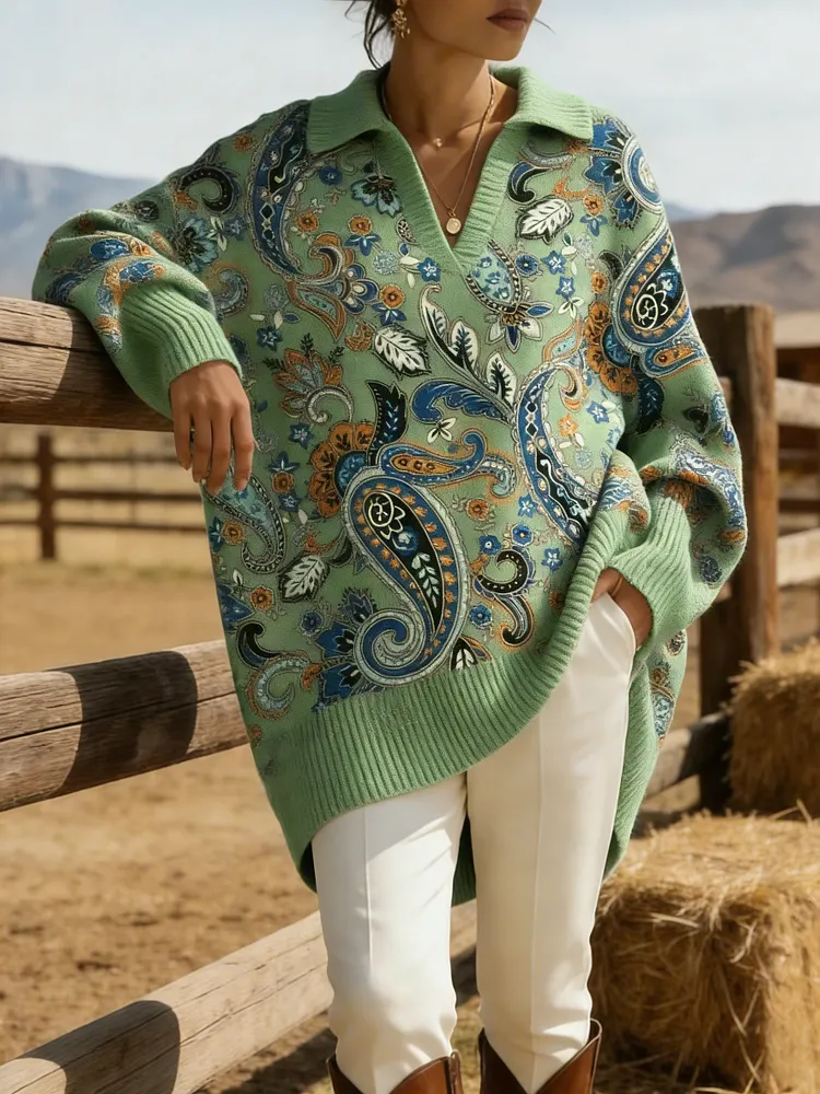 Women's Western-Style Ethnic Print Casual Top 