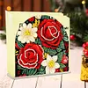 Christmas Acrylic DIY 5D Diamond Art Painting Napkin Holder Set (Red Roses)