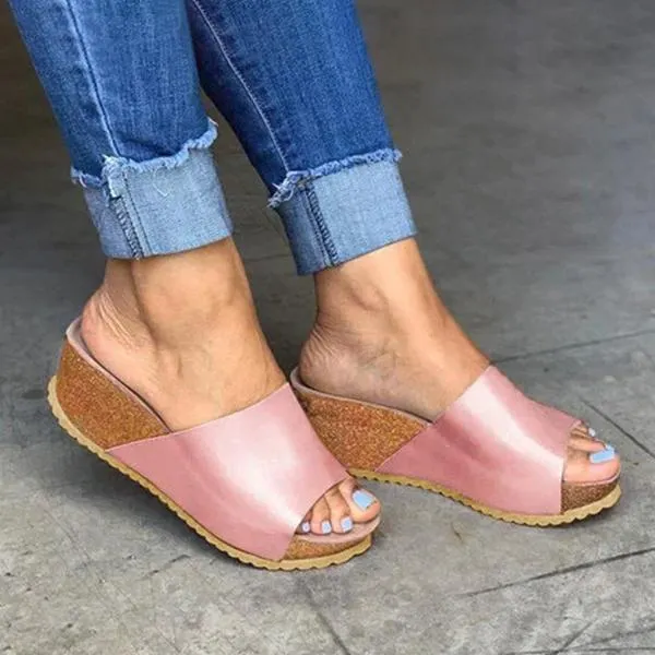 Fashion Style Peep Toe Slip-On Wedges Sandals