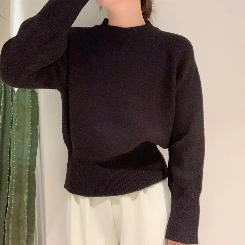 Churchf Churchf Collar Soft Waxy Sweater Female Autumn Winter Soft Waxy Lazy Wind Outside Wear Set Head Sweater Inside Build Design Sense Niche Top