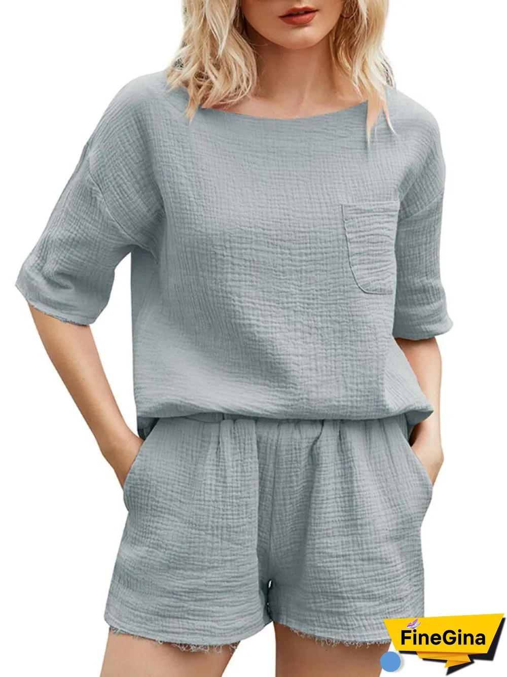 Summer Cotton And Linen Casual Suit Women's Short-sleeved Shirt Shorts 2-piece Set Of Fashion Simple Holiday Style Home Clothes