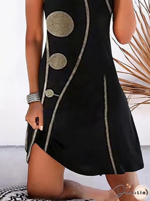 Casual Dress Mini Dress Black Blue Sleeveless Geometric Print Spring Summer Crew Neck Basic Daily Weekend Summer Dress S M L XL XXL 3XL 4XL 5XL for Women