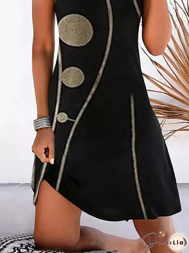 Casual Dress Mini Dress Black Blue Sleeveless Geometric Print Spring Summer Crew Neck Basic Daily Weekend Summer Dress S M L XL XXL 3XL 4XL 5XL for Women