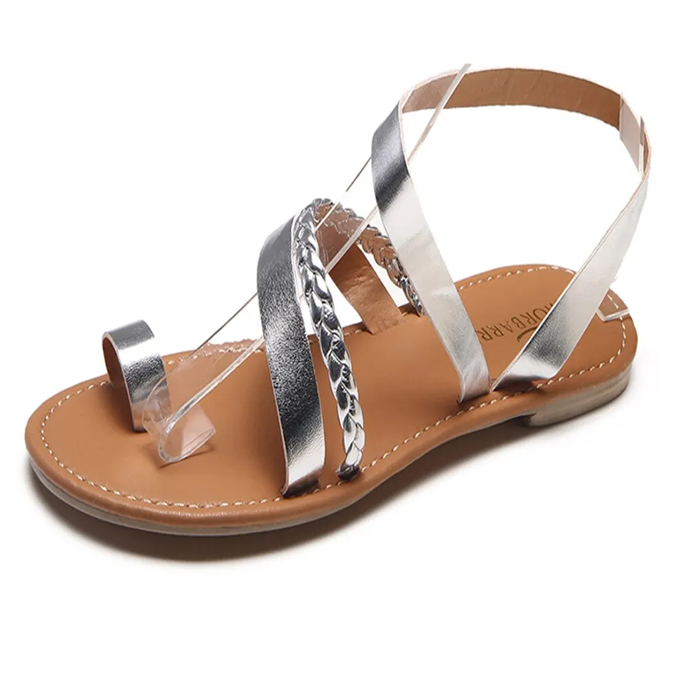 Thong Sandals Summer Women Flip Flops Weaving Casual Beach Flat Shoes Rome Female Sandal Low Heels Slippers sandalias mujer 2020