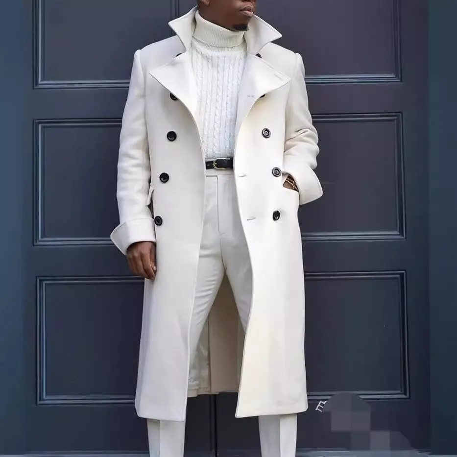 Brownm Brownm New Fashion Solid Color Collar Long-Sleeved Gentleman Coat Autumn And Winter Loose Coat In The Long Wind Coat