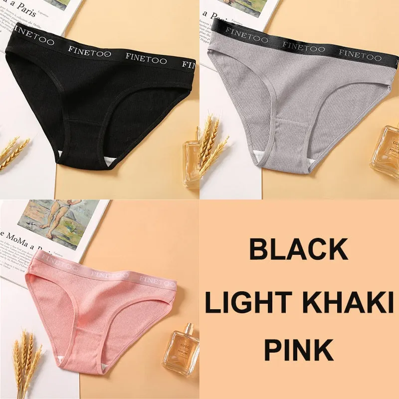 3PCS Women Cotton Underwear Panties Female Sexy Briefs Brand  Band Waist Pantys Set Solid Color Intimates Lingerie for Girl M-XL