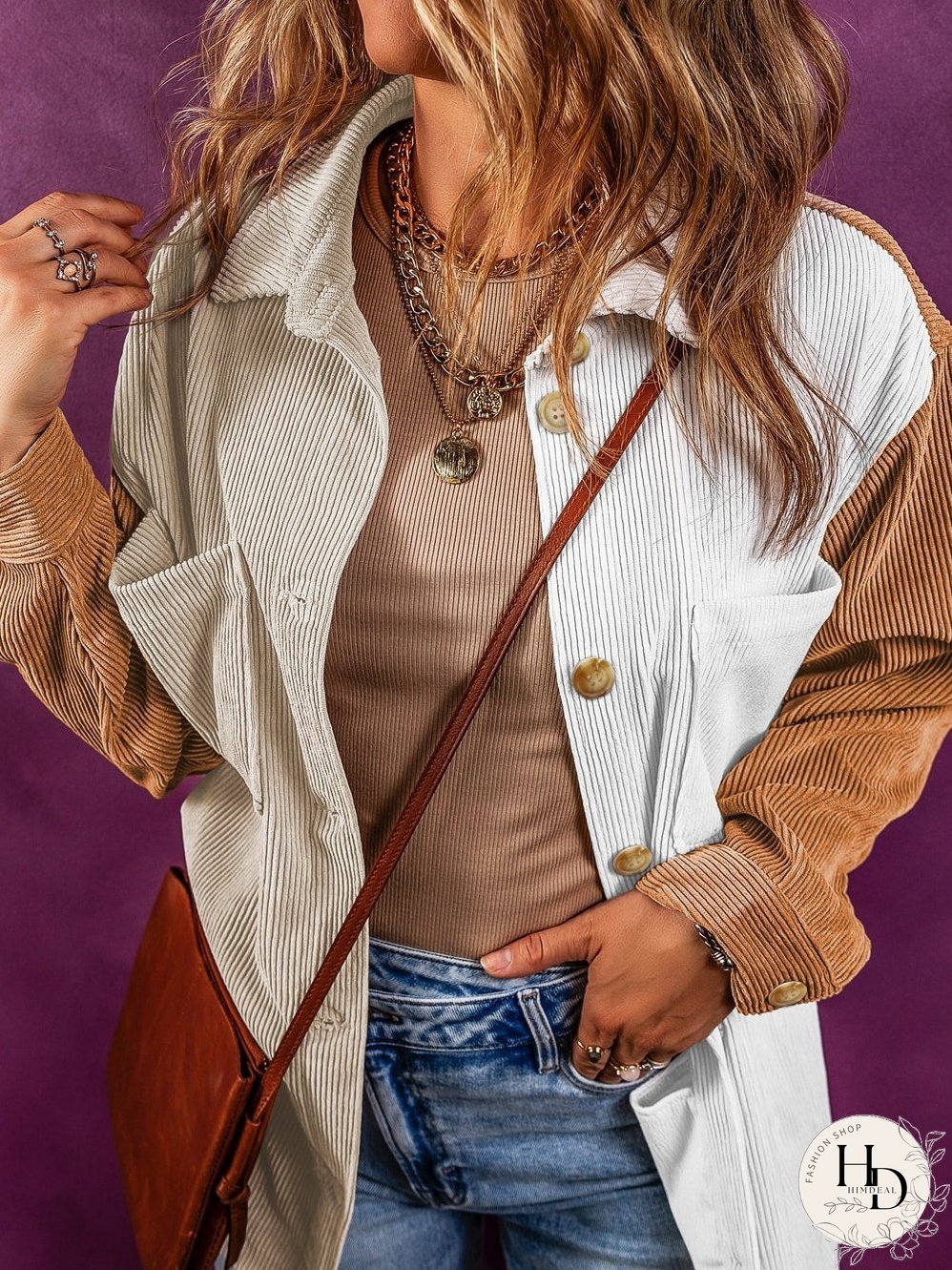 Summer Corduroy Colorblock Jacket