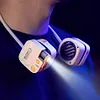 Mechanical style hanging neck electric fan bladeless hanging neck fan with light for boys and girls mini charging lazy storage
