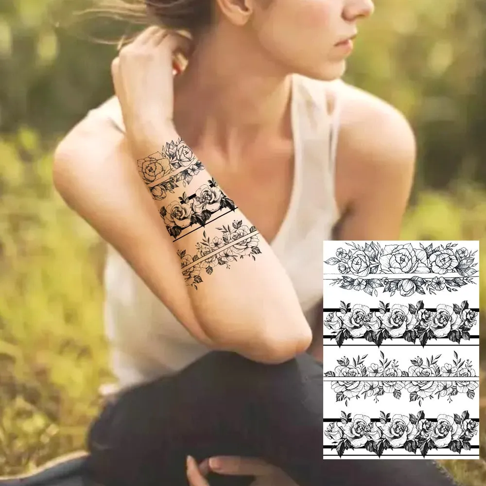 Realistic Sexy Peony Tattoos Temporary Women Adult Flower Arm Tattoos Sticker Waterproof Fake Floral Bloosom Body Leg Art Tatoos 530-1
