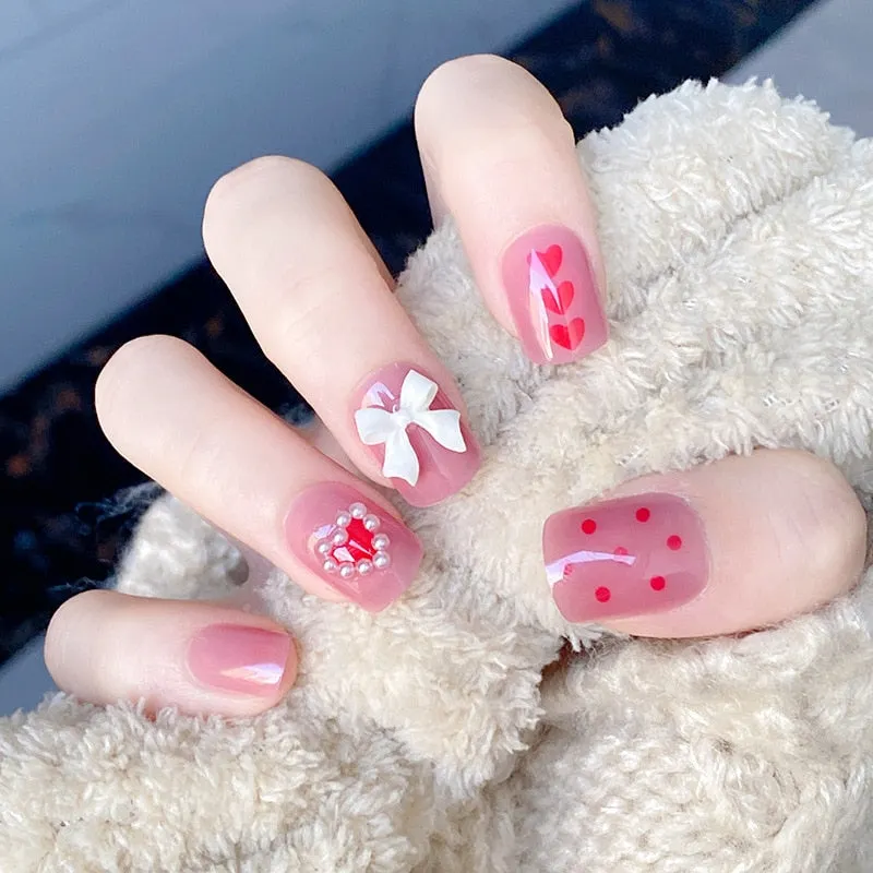 24Pcs false nails with designs cow and Blue Color cut design Fake Nail Shiny Gold Foil  artificial nails with glue for girls-Nail Inspo