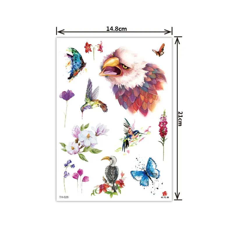 New style tattoo stickers anti-real big picture waterproof sweat flower arm tattoo stickers sika deer parrot tattoo stickers