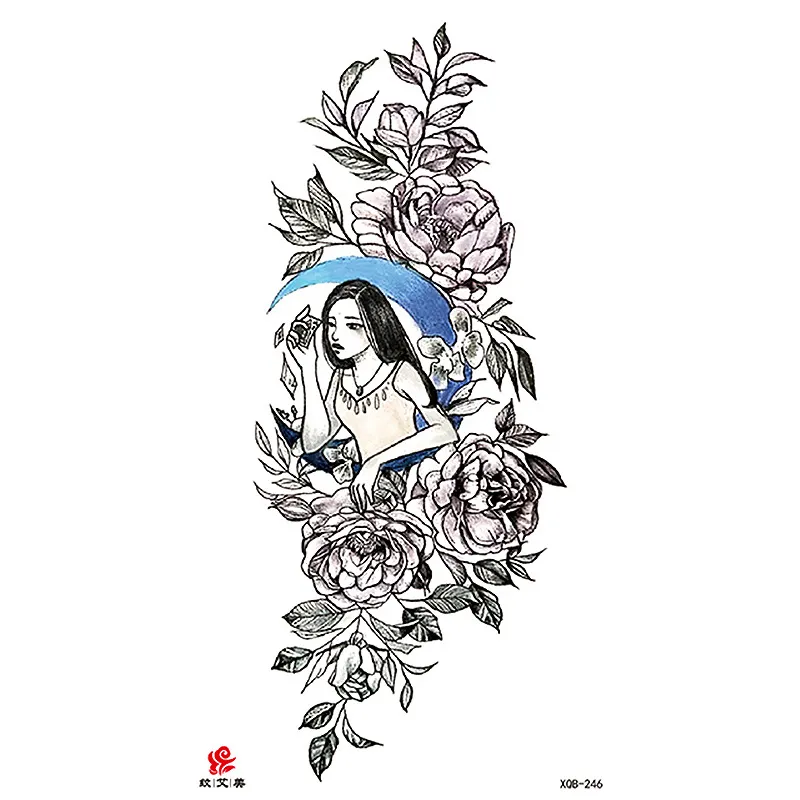 Sdrawing Temporary Sleeve Tatooo Stickers Tiger Lion Elephant Rose Flowertattoo Arm Body Art Fake Tatoo Male Female Black