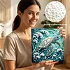 (25x25cm)DIY Turtle Framed Handmade Pearl Painting Art Craft Kit Living Home Decor