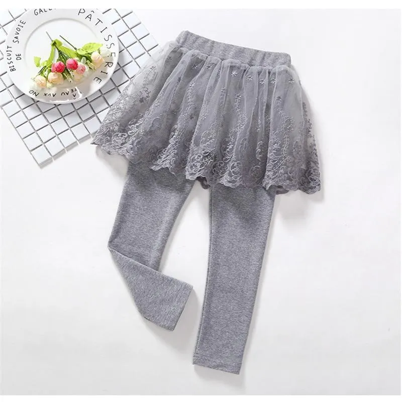 1-8 Years Girls Leggings Spring Summer Lace Princess Skirt-pants Children Cotton Skirt Trousers Kids Slim Pencil Pants