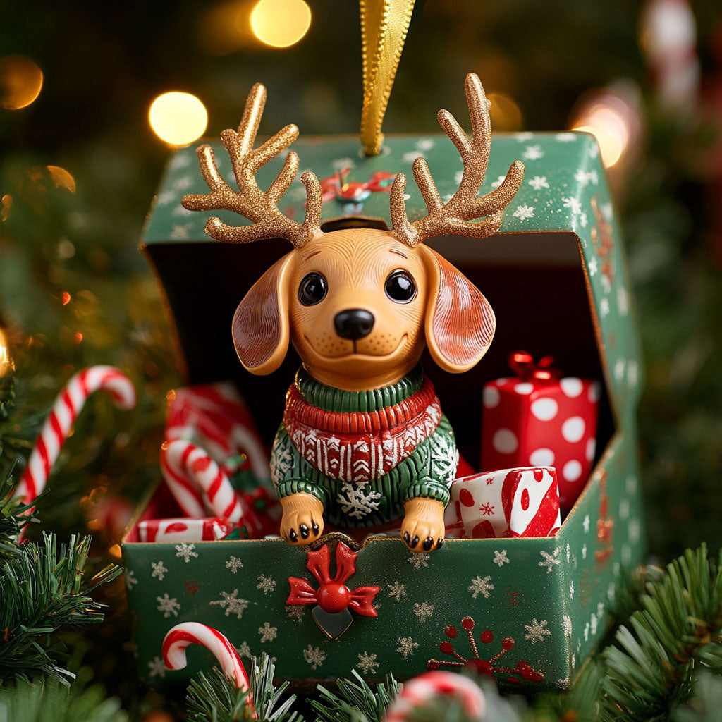 Santa Dachshund Gift WN1510075CL Personalized Christmas Ornament