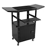 [US Local Warehouse] Rolling AV Carts Cabinet & Stands with Locking Cabinet Keyboard Tray Printer Craft Utility Cart with Wheels Height Adjustable 36-44 in 110lbs for Classroom Office