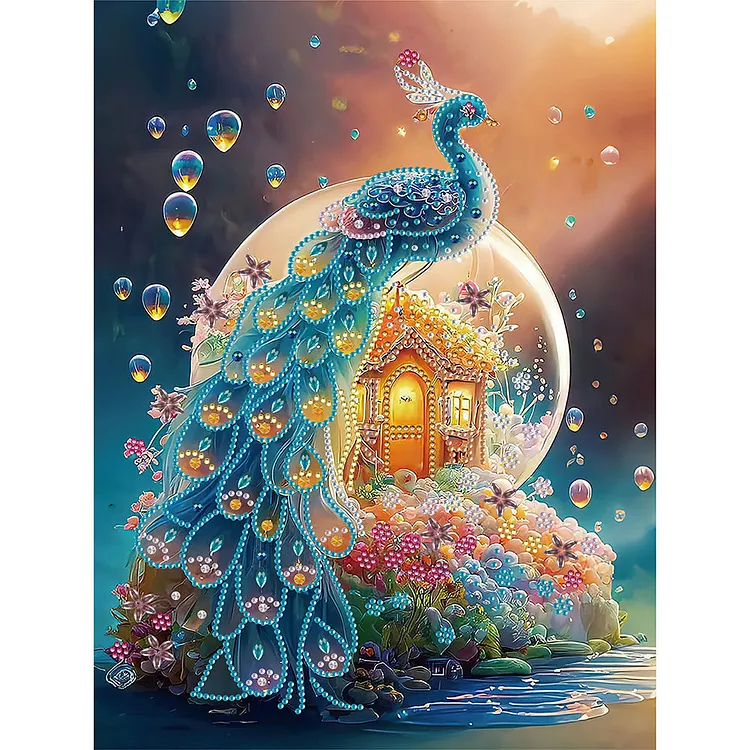 Fantasy Peacock 30*40CM(Canvas) Special Shaped Drill Diamond Painting gbfke