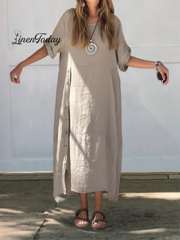 Women&rsquo;s Linen Cotton Dress Sand / S