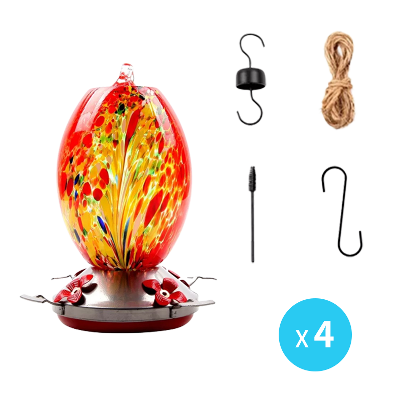 Hummingbird Feeder Hand Blown Glass