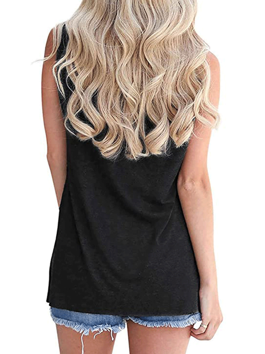 American Flag Sunflower Print Sleeveless T-shirt