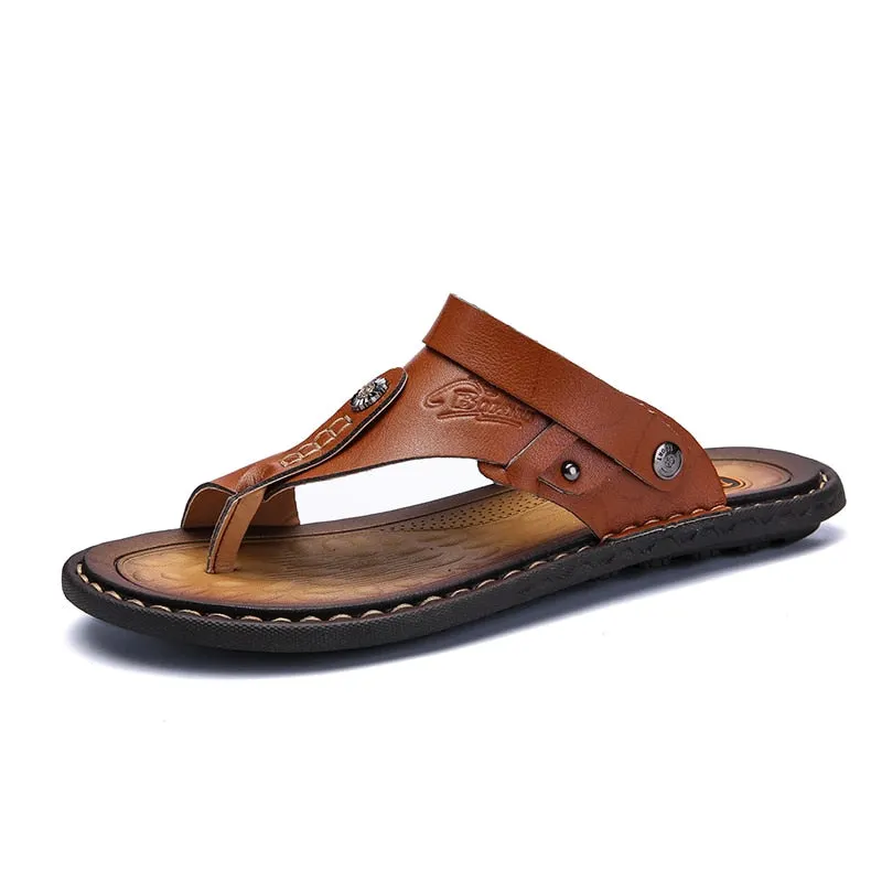 DUDELI Hot Sale Men'S Sandals Genuine Leather Men Summer Shoes Leisure Slippers Flip-Flops Men Comfortable Footwear Soft Sandal