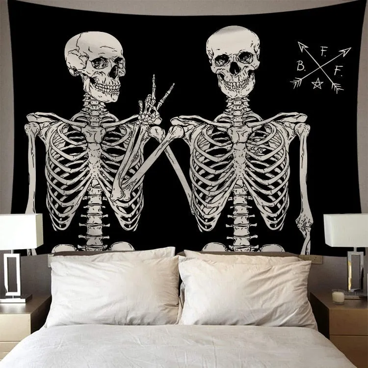 Hippie Void Sugar Skull Tapestry Mandala Wall Hanging Ouija Carpet Psychedelic Tapestry Yoga Boho Decor Blanket Wall Cloth