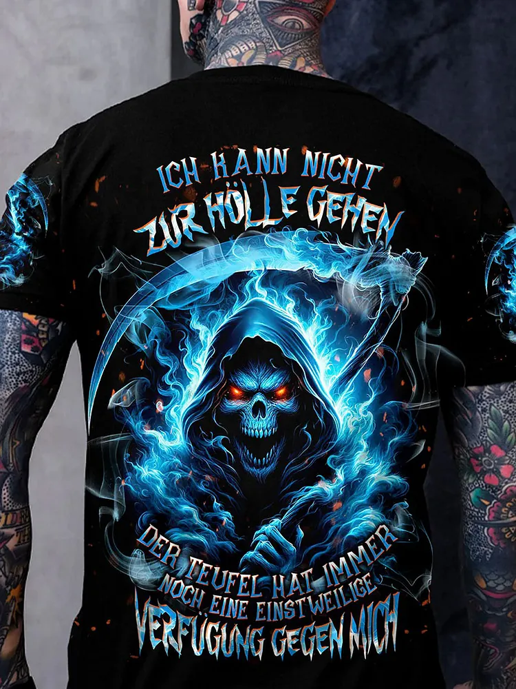 ICH KANN NICHT ZUR H&Ouml;LLE GEHEN VOLLST&Auml;NDIGER DRUCK Bedrucktes T-Shirt f&uuml;r Herren