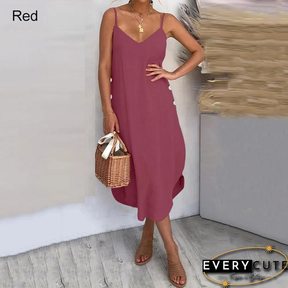 Women Summer Long Dress Spaghetti Strap V Neck Irregular Hem Holiday Casual Party Dress Sundress Plus Size S-5XL