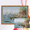 >SALE<Full Embroidery Cotton Thread 14CT Counted Mariner Harbor Cross Stitch75x52cm