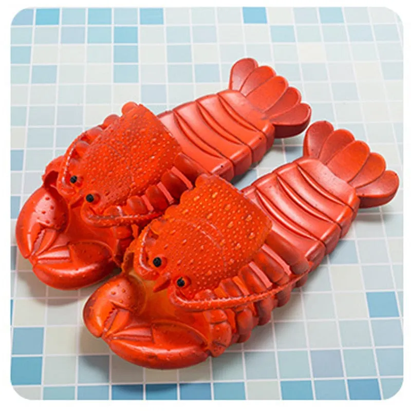 Lobster Slippers Woman Funny Animal Summer Flip Flops Cute Beach Shower Casual Shoes Women Unisex Big Size Soft Home Slippers