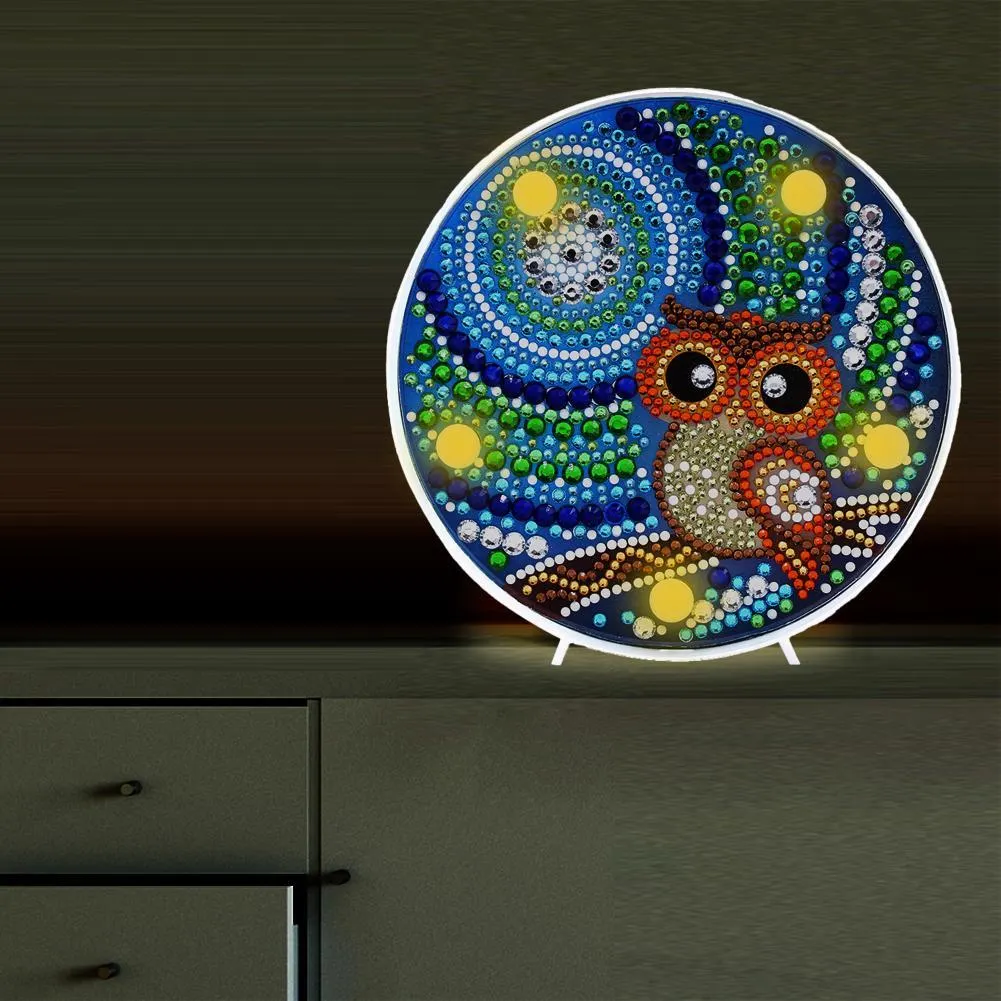 DIY Full Drill Diamond Painting Lamp Butterfly Animal LED Light Home Decor