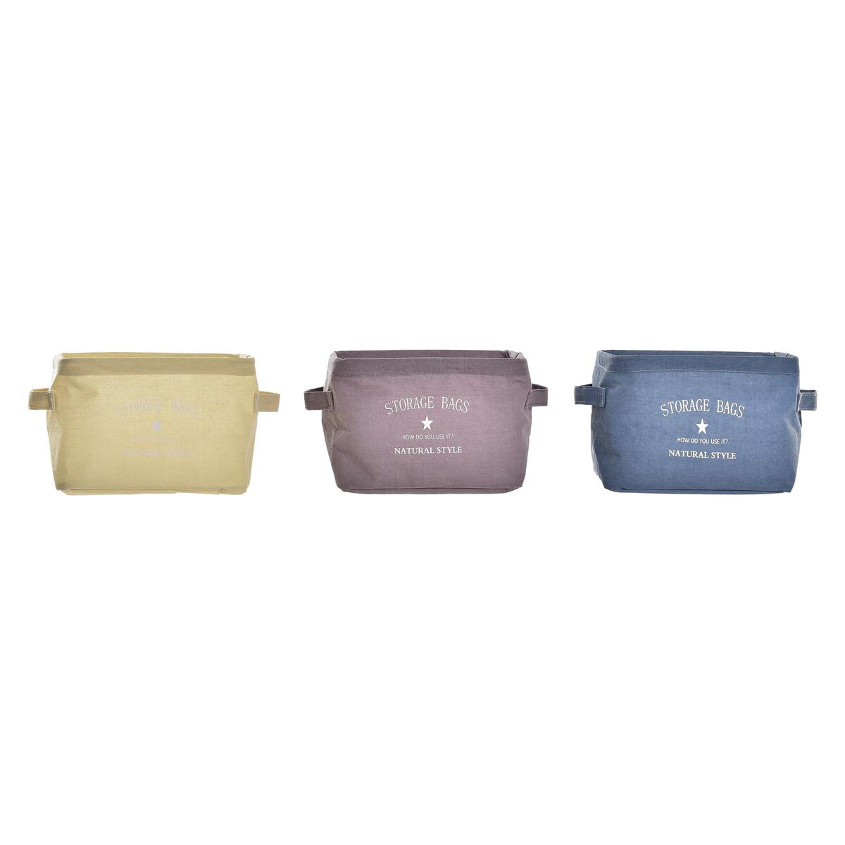 Basket DKD Home Decor Yellow Blue Maroon Canvas Modern 20 x 16 x 15 cm (3 Units)