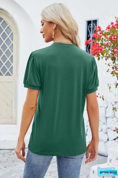 Notched Short Sleeve T-Shirt