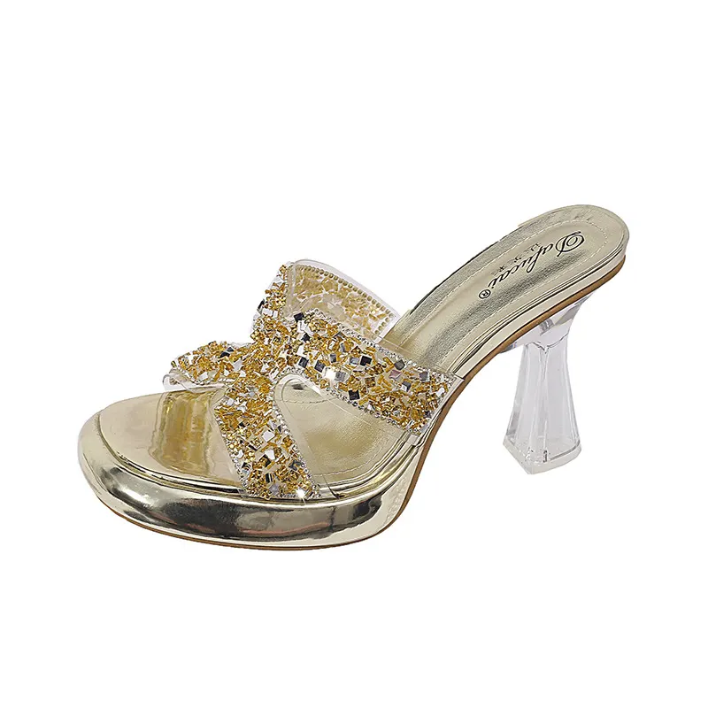 Breakj Breakj Water Drill High Heels Do Not Tired Feet Sandals Temperament Elegant Coarse And Waterproof Waterproof Thick-Soled Slippers Single Shoes Women Shoes