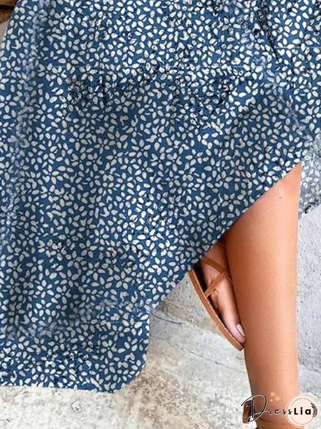 Long Dress Maxi Dress Casual Dress Swing Dress A Line Dress Floral Fashion Streetwear Outdoor Daily Date Print Short Sleeve V Neck Dress Regular Fit Blue Summer Spring S M L XL XXL for Women