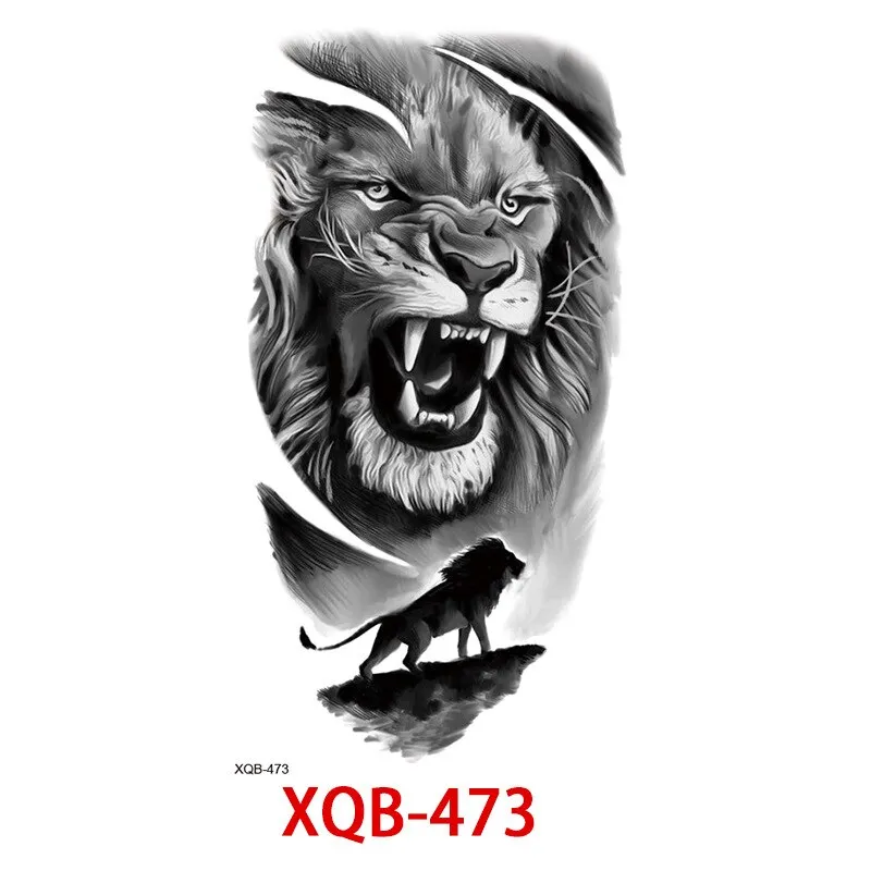 Sdrawing Forest Wolf Tattoo Sticker For Men Tiger Skull Skeleton King Animal Fake Tattoo for Women Tattoo Temporary Waterproof